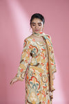 Cream White Printed Straight Suit Set With Abstract Patterns