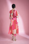 Pink Multicolour Top And Palazzo Set With Geometrical Pattern
