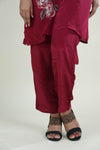 Hibiscus Red Top & Bottom Set With Hand Embroidery