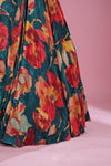 Peacock Blue Gown with Floral Print