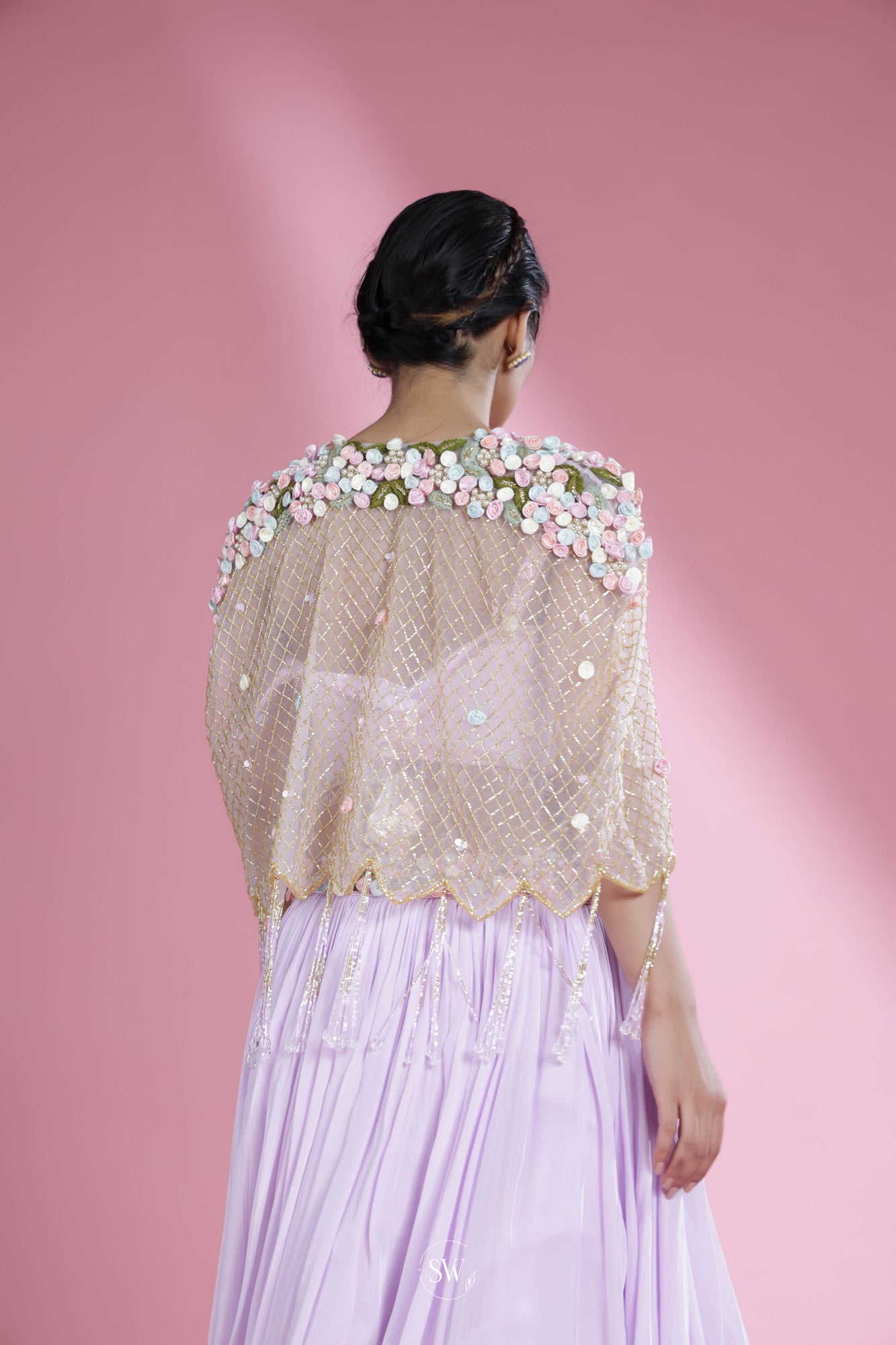Lavender Lehenga Set with Hand Embroidery