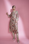 Off White Printed Top And Bottom Set With Floral Pattern