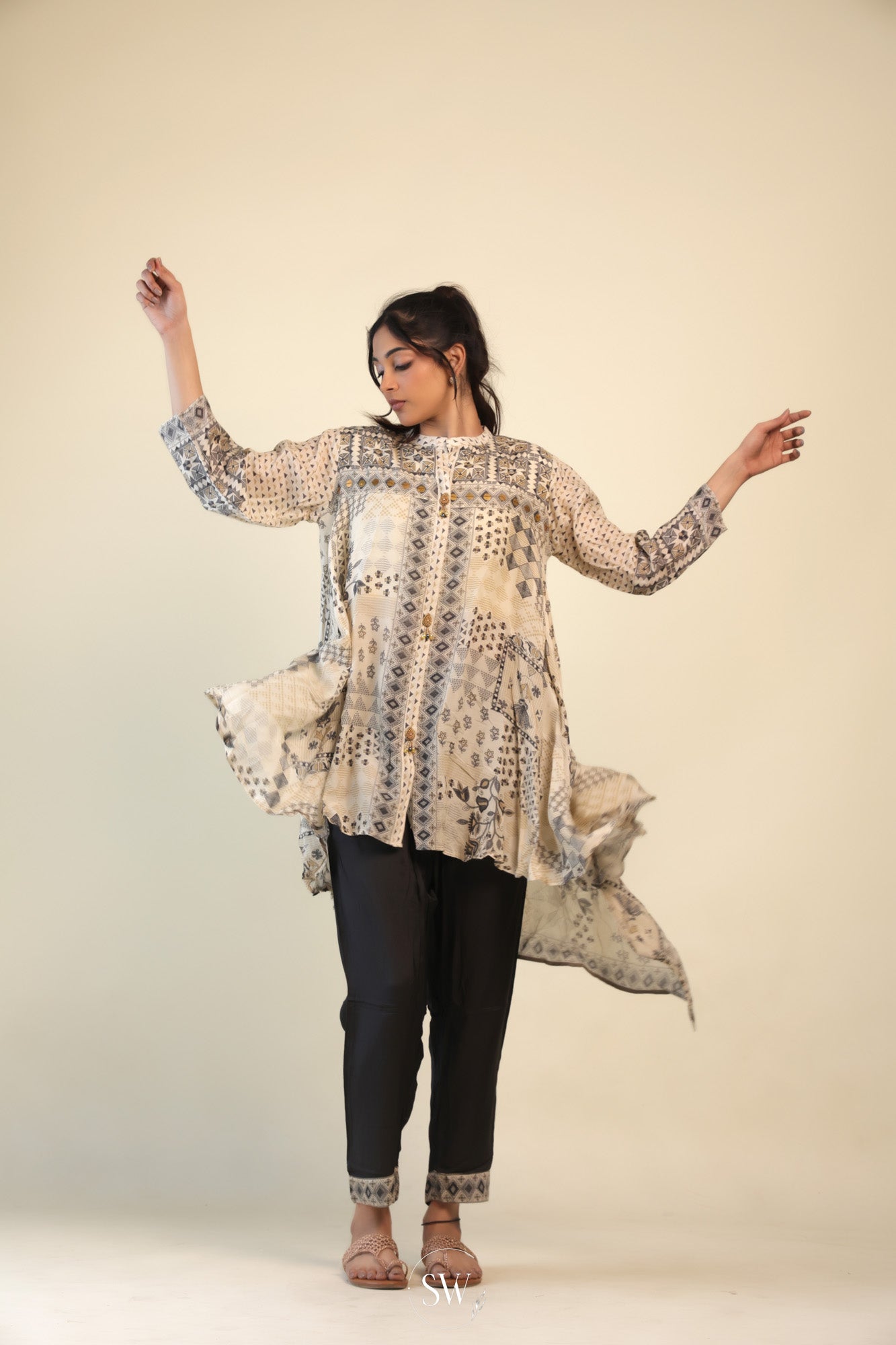 Pastel White Indo Western Dress