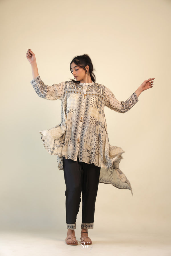 Pastel White Indo Western Dress