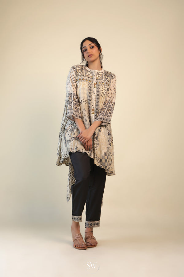 Pastel White Indo Western Dress