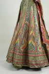 Parrot Green Floral Lehenga Set with Hand Embroidery