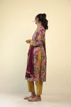 Ochre Yellow Printed Suit Set With Floral Design
