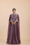 Onion Purple Embroidered Georgette Gown