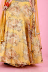 Butter Yellow Floral Printed Organza Lehenga