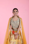 Butter Yellow Floral Printed Organza Lehenga