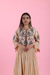 Light Cream Georgette Gown With Floral Embroidery
