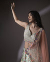 Pistachio Green Bridal Lehenga Set With Hand Embroidery
