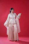 Pastel Peach Handcrafted Sharara Set