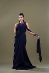 Navy Blue Embellished Gown