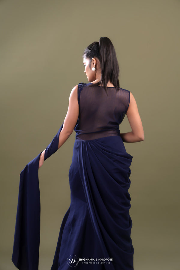 Navy Blue Embellished Gown
