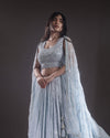 Pastel Sky Blue Embroidery Lehenga Set