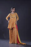 Sunset Yellow Printed Sharara Set