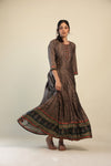 Olive Green Printed Kurti With Floral-Paisley Buttis