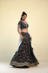 Millennium Blue Lehenga Set With Hand Embroidery