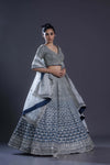 Deep Royal Blue Embroidered Bridal Lehenga Set
