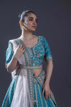 Munsell Blue Embroidered Bridal Lehenga Set