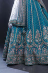 Munsell Blue Embroidered Bridal Lehenga Set