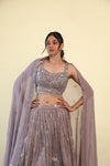 Old Lavender Lehenga Set With Hand Embroidery