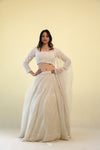 Cream White Lehenga Set With Hand Embroidery