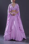 Mauve Purple Embroidered Lehenga Set