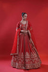 Imperial Red Embroidered Bridal Lehenga Set