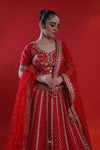 Imperial Red Embroidered Bridal Lehenga Set
