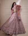 Milano Pink Bridal Lehenga Set With Hand Embroidery