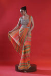 Orange Multicolour Draped Saree