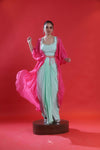 Blue And Pink Indo-Western Dress Set