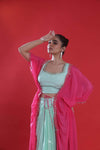 Blue And Pink Indo-Western Dress Set