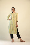 Patel Green-Yellow Everyday Kurti With Hand Embroidery