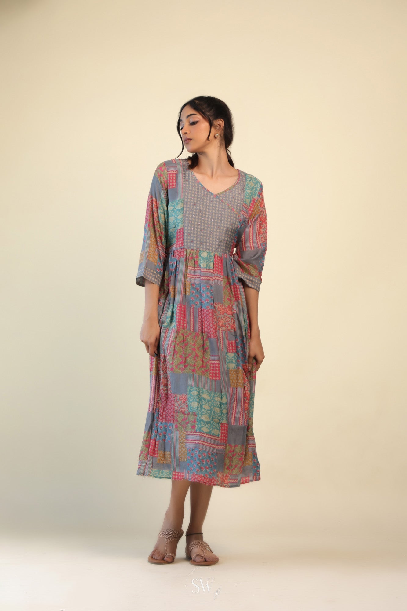 Carolina Plum Everyday Kurti With Hand Embroidery