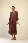 Brownish Red Printed Kurti With Floral Pattern
