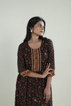 Classic Black Everyday Kurti With Printed Floral Design