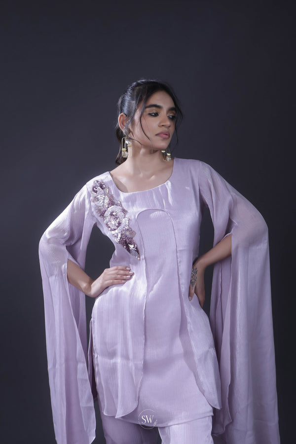 Pastel Mauve Indo Western Set