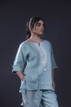 Cool Blue Embroidered Co-Ord Set