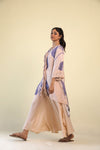Peach Pink Trendy Palazzo Set With Floral Design
