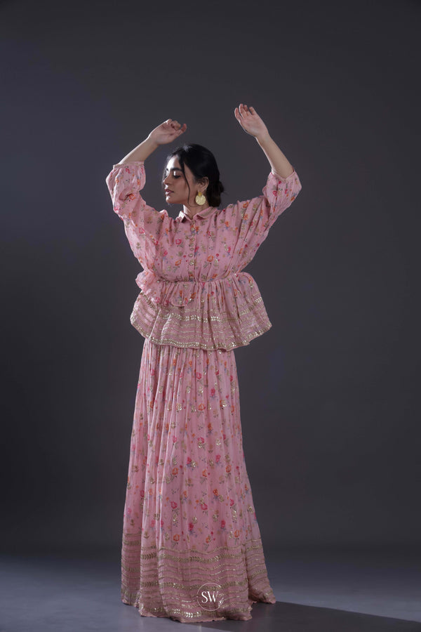 Cameo Pink Printed Lehenga Set