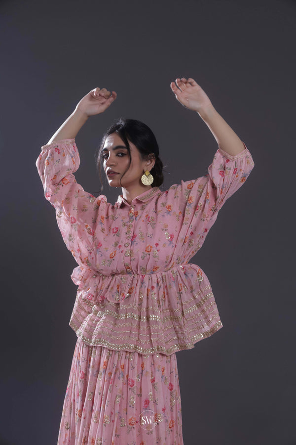 Cameo Pink Printed Lehenga Set
