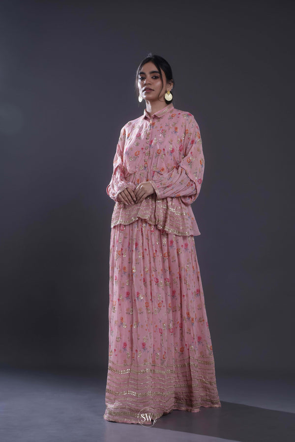 Cameo Pink Printed Lehenga Set