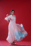 Pastel Cameo Pink Embroidered Indo Western Set