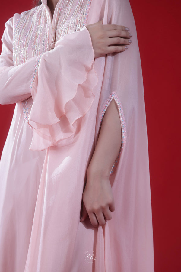 Pastel Cameo Pink Embroidered Indo Western Set