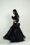 Rich Black Plain Lehenga Set With Embroidered Lacework