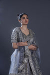 Light Slate Grey Embroidered Lehenga Set