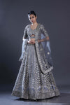 Light Slate Grey Embroidered Lehenga Set
